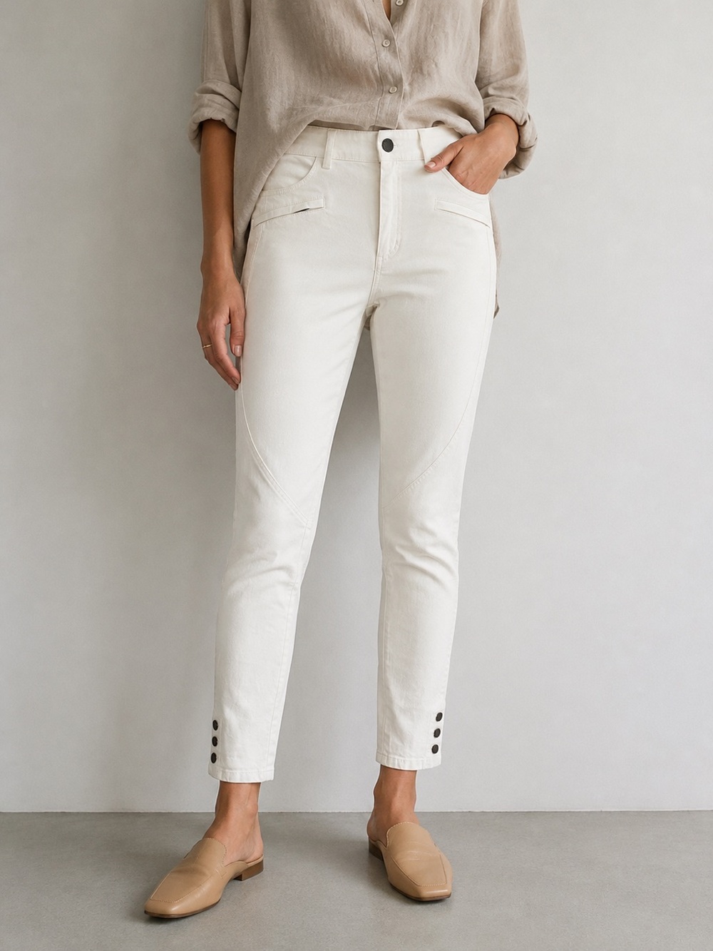 Peruvian Connection Ryder Pants Size 2 Cream Cotton Utility Ankle Pant NWT